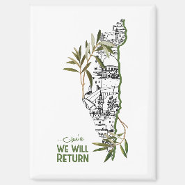 オリーブの枝に囲まれたマップ内の家 マグネット