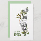 オリーブの枝に囲まれたマップ内の家 便箋 (正面/裏面)