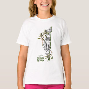 オリーブの枝に囲まれたマップ内の家 Tシャツ