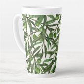 オリーブの枝のオフ白 カフェラテマグ (左アングル)