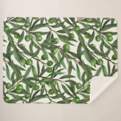 オリーブの枝のオフ白 シェルパブランケット (正面(横))