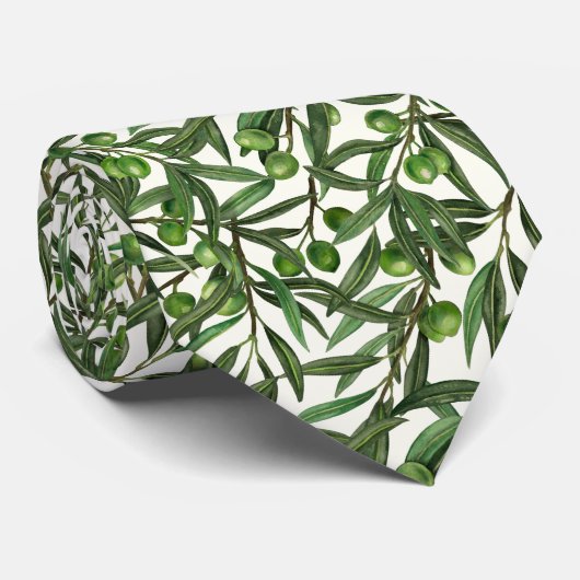オリーブの枝のオフ白 ネクタイ (ロール)