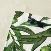 オリーブの枝のオフ白 ビーチタオル (インサイチュ)