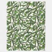 オリーブの枝のオフ白 フリースブランケット (正面)