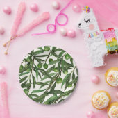 オリーブの枝のオフ白 ペーパープレート (パーティー)