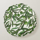 オリーブの枝のオフ白 ラウンドクッション (裏面)