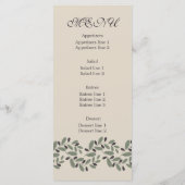 オリーブの枝のガーランドとリース結婚のメニューカード メニュー (裏面)