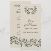 オリーブの枝のガーランドとリース結婚のメニューカード メニュー (正面/裏面)