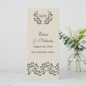 オリーブの枝のガーランドとリース結婚のメニューカード メニュー (スタンド正面)