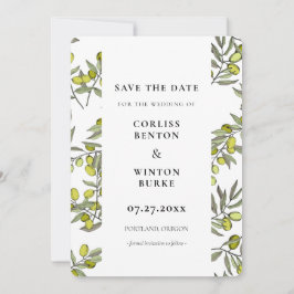 オリーブの枝のパターン日付を保存招待状 招待状