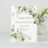 オリーブの枝の水彩農村ウェディング セーブザデート (スタンド正面)