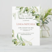 オリーブの枝の水彩 ルースドスタイルのブライダルシャワー 招待状 (スタンド正面)