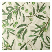 オリーブの枝の水色 タイル (正面)