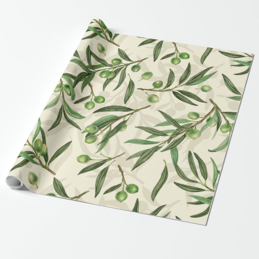 オリーブの枝の水色 ラッピングペーパー (アンロールド)
