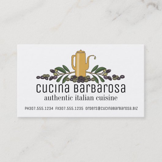 オリーブの枝の油のイタリアンな食糧シェフのケータリング 名刺 (正面)