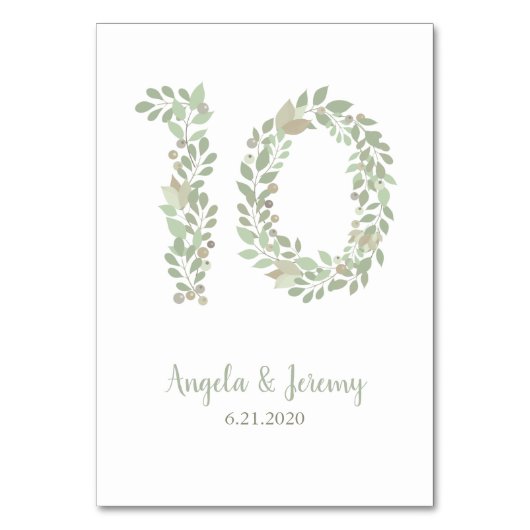 オリーブの枝の番号10 テーブルナンバー (正面)