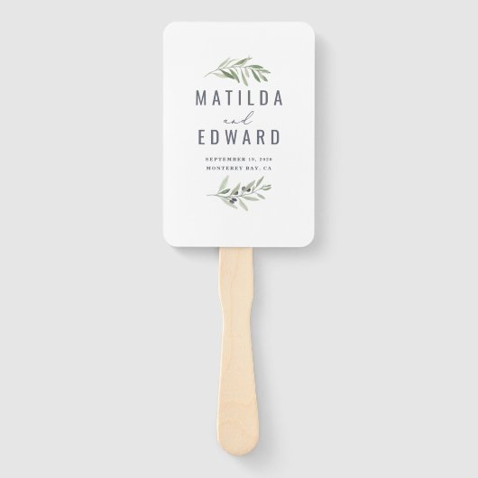 オリーブの枝の絵を描結婚色のハンドファン ハンドファン (正面)