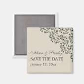 オリーブの枝の花冠 ウェディング Save the Date マグネット (正面/裏面)