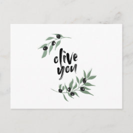オリーブの枝の花輪 ポストカード - 'オリーブユー'