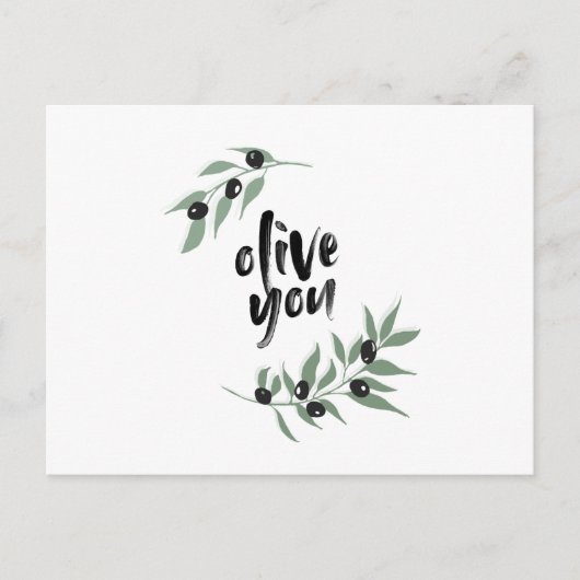オリーブの枝の花輪 ポストカード - 'オリーブユー' (正面)
