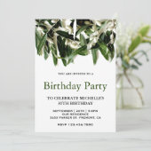 オリーブの枝の葉の植物の誕生日パーティー 招待状 (スタンド正面)