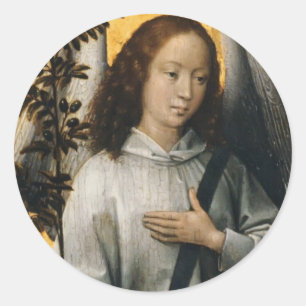 オリーブの枝を握るハンズMemling-の天使 ラウンドシール