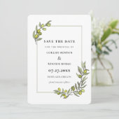 オリーブの枝フレーム日付を保存招待状 招待状 (スタンド正面)