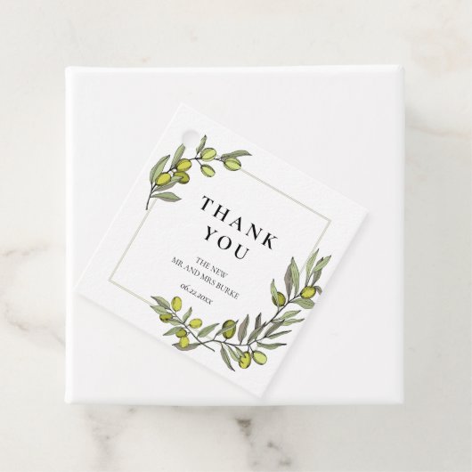 オリーブの枝フレーム結婚式の引き出物ラベル フェイバータグ (インサイチュ)
