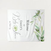 オリーブの枝モダンミニマルな赤ちゃんシャワー タペストリー (正面(横))