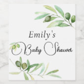 オリーブの枝モダンミニマルな赤ちゃんシャワー ワインラベル (シングルラベル)