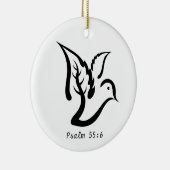 オリーブの枝及び賛美歌の55:6の引用文の鳩 セラミックオーナメント (右)