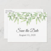 オリーブの枝夏の結婚式の日付を保存 ポストカード (正面/裏面)