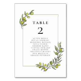 オリーブの枝結婚枠の座席表カード テーブルナンバー