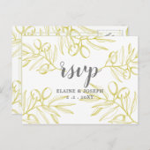 オリーブの枝自然緑の結婚植物 インビテーションポストカード (正面/裏面)
