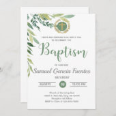 オリーブの枝葉とバプテスマの招待。 招待状 (正面/裏面)