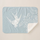 オリーブの枝飛んでいるに鳥を乗せる シェルパブランケット (正面(横))