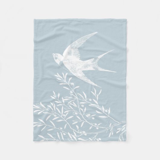オリーブの枝飛んでいるに鳥を乗せる フリースブランケット (正面)