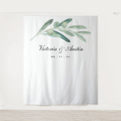 オリーブの枝 ウェディング バックドロップ, フォトブース プロップ タペストリー (正面)