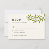 オリーブの枝 ウェディング RSVP カード| アイボリー (正面)
