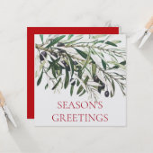"オリーブの枝"季節の挨拶フラットクリスマス カード (正面/裏面インサイチュ)