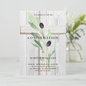 オリーブの枝 白い木のクロス 確認 招待状 (スタンド正面)