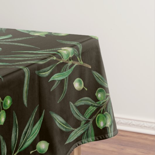 オリーブの枝、黒 テーブルクロス (インサイチュ)