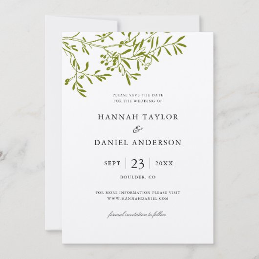 オリーブの枝 Save the Date カード (正面)