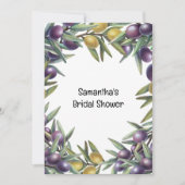 オリーブの植物モダンの葉オリーブ緑シック 招待状 (正面)