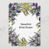 オリーブの植物モダンの葉オリーブ緑シック 招待状 (正面/裏面)