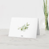 オリーブの水彩画が描かれた、素朴なウェディングの感謝カード サンキューカード (裏面)