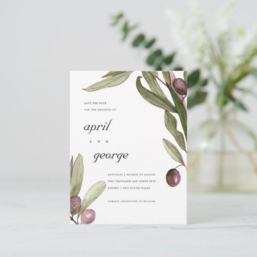 オリーブの水色の葉のフローラは日付カードを保存 案内ポストカード (スタンド正面)