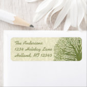 オリーブの渦のお洒落木の差出人住所ラベル ラベル (インサイチュ)