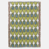 オリーブの緑と灰色の楕円を繰り返す スローブランケット (正面縦)