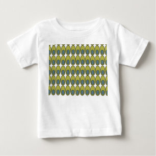 オリーブの緑と灰色の楕円を繰り返す ベビーTシャツ